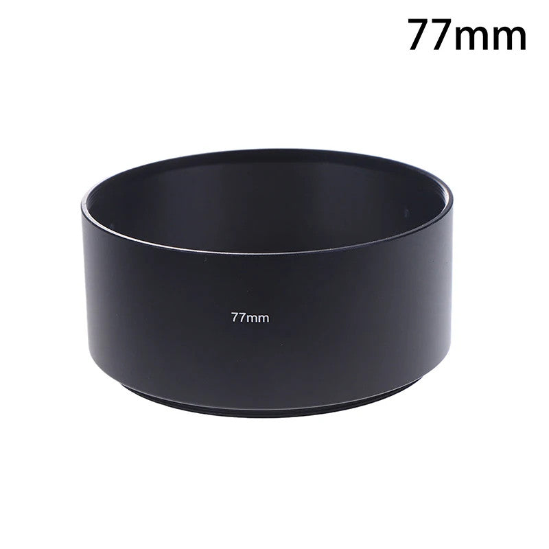 Universal Long Metal Lens Hood 40.5-77mm Camera Sunshade Screw-In Black Shade
