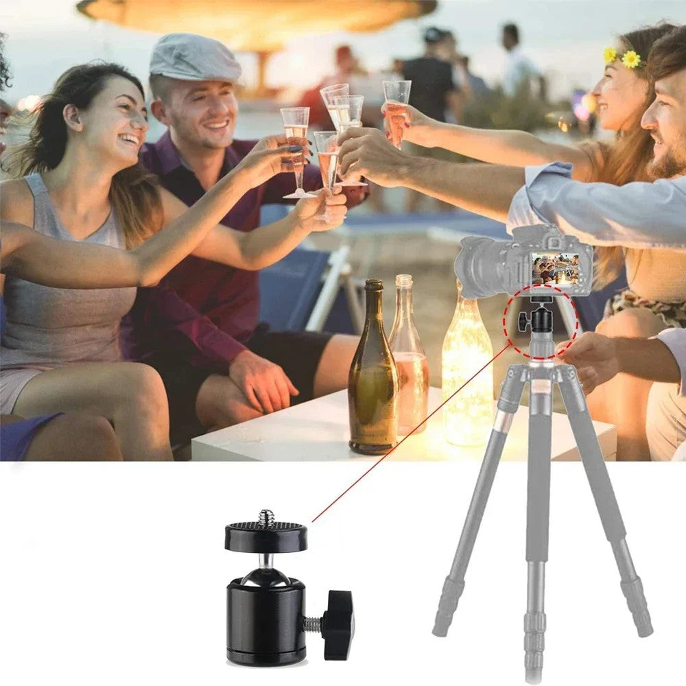 Hot Shoe 1/4 Tripod Mount Ball Head Adapter With Lock For DSLR LED Flash