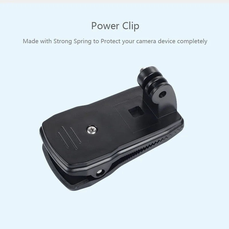 Action Camera 360° Rotation Backpack Hat Clip Clamp Mount For GoPro Hero DJI