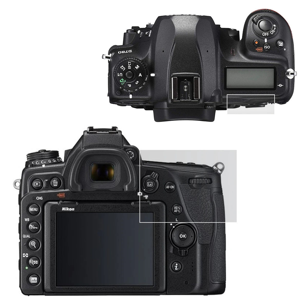 Tempered Glass Main + Top Screen Protector Protective Film for Nikon D780 DSLR