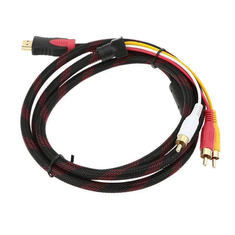 1.5M HDMI to 3 RCA AV Cable 1080P Male Audio Video Cord for HDTV DVD Projector