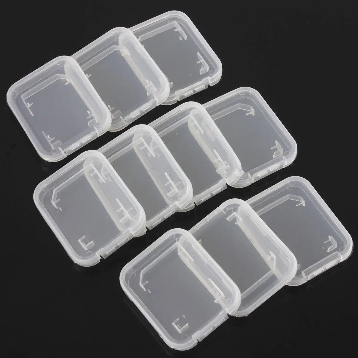 10PCS  Transparent Standard SD SDHC Memory Card Case Holder Box Storage Boxes