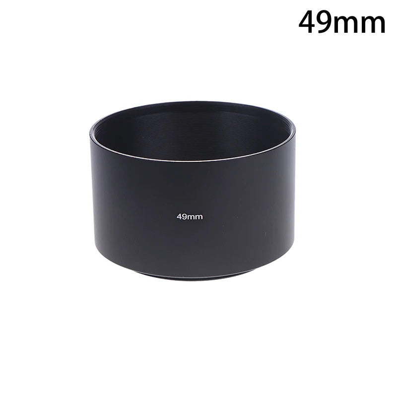 Universal Long Metal Lens Hood 40.5-77mm Camera Sunshade Screw-In Black Shade
