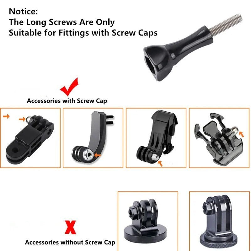 10Pcs Long Thumbscrew with Cap Thumb Screw Set Stainless for GoPro Accessories