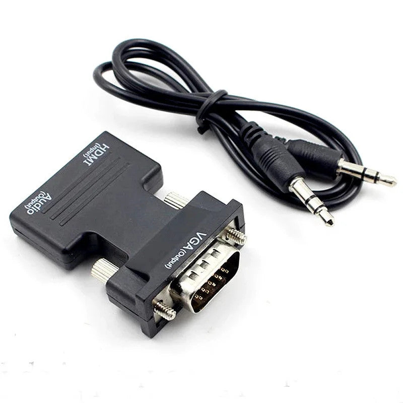 HDMI Female to VGA Male Video Adapter Converter Cable with Audio for PC TV Box