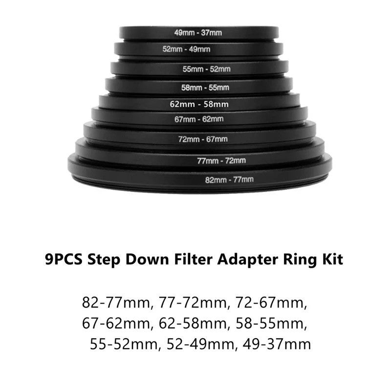 18 Pcs Filter Ring Adapter Set Lens Metal Stepping Rings Step Up Down Lenses