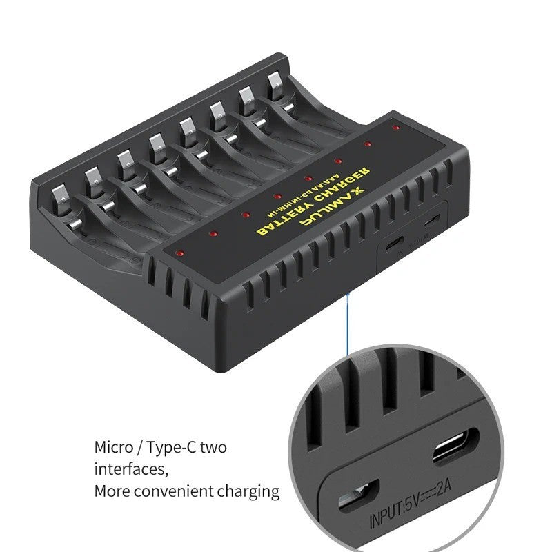 8 Slot Battery Charger For Ni-MH Ni-CD AA AAA Rechargeable Batteries Fast Charge