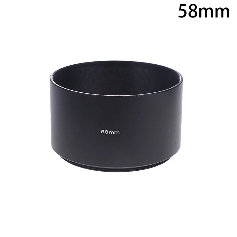 Universal Long Metal Lens Hood 40.5-77mm Camera Sunshade Screw-In Black Shade