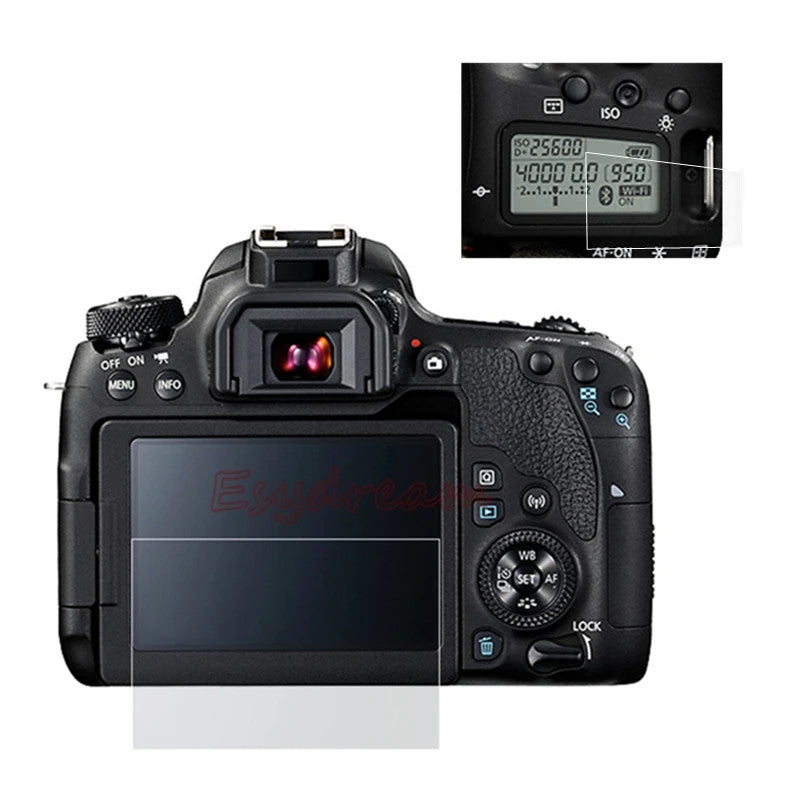 Tempered Glass Main + PET Top Screen Protector Cover for Canon EOS 77D 9000D LCD
