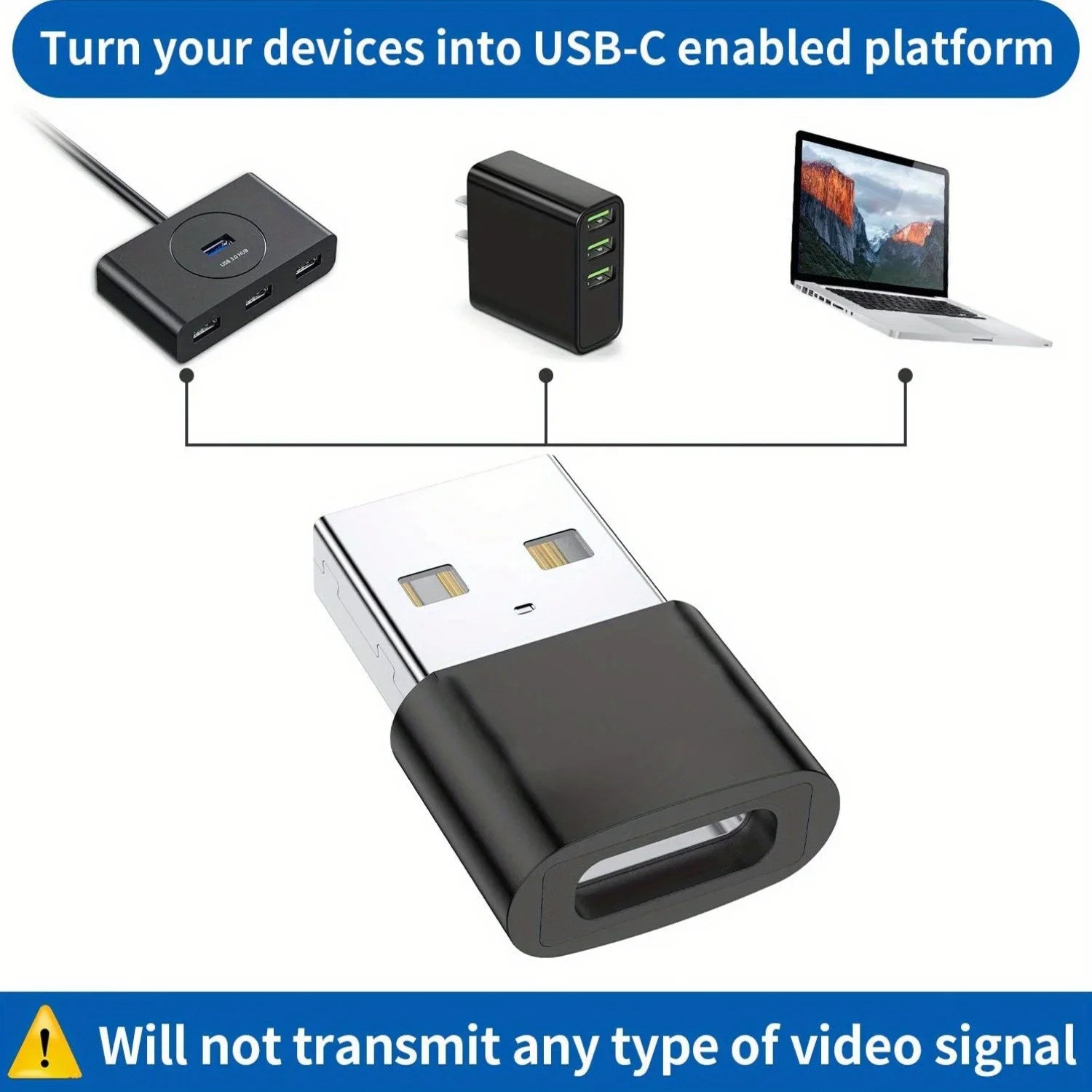 3x USB C to USB Adapter Fast Charging Converter Plug for iPhone Android Phone