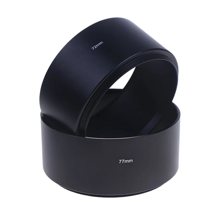 Universal Long Metal Lens Hood 40.5-77mm Camera Sunshade Screw-In Black Shade