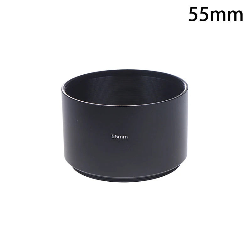 Universal Long Metal Lens Hood 40.5-77mm Camera Sunshade Screw-In Black Shade
