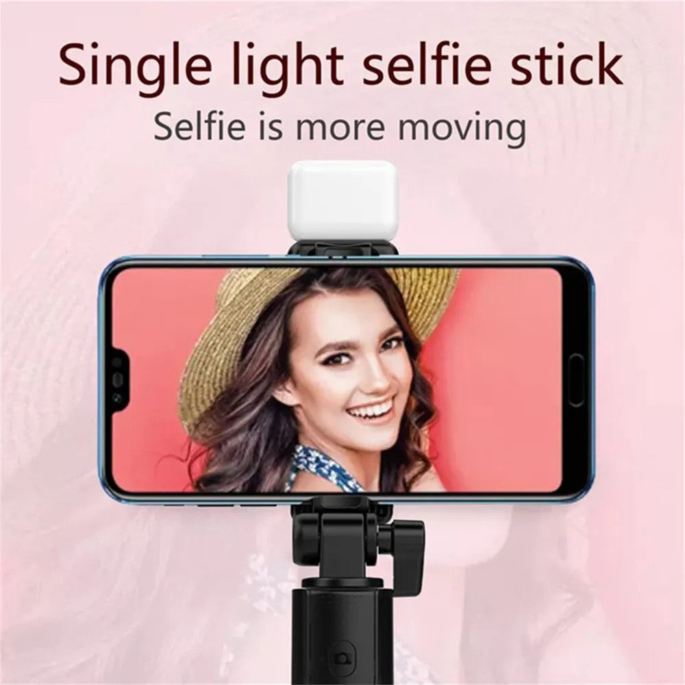 Portable Bluetooth Selfie Stick Tripod with Remote Shutter Light Wireless