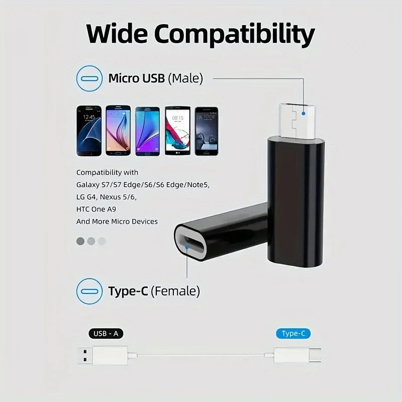 4x USB-C Female to Micro USB Adapter Converter High Speed Fast Data Sync Charge