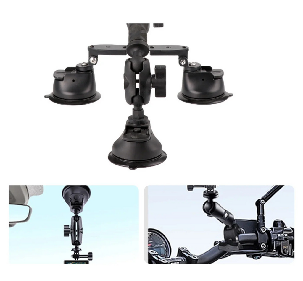 360 Camera Triple Suction Cup Car Mount Kit for Insta360 X5 X4 X3 GoPro Hero