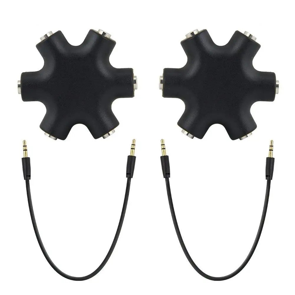 2PCS 5-Way 3.5mm Audio Splitter Adapter Multi Headphone Aux Cable Stereo Cord