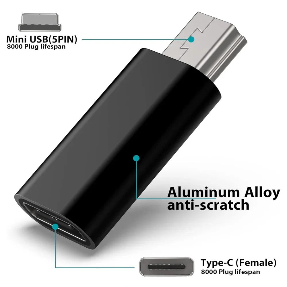 USB-C to Mini USB Adapter Converter Plug for Sony PSP Dash Cam Camera GPS Fast