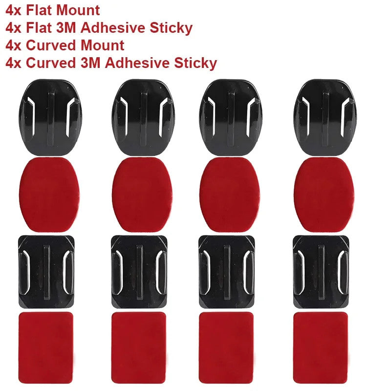 Adhesive Mount Kit Sticky Pads for GoPro Hero 13 12 11 10 9 Flat & Curved Helmet