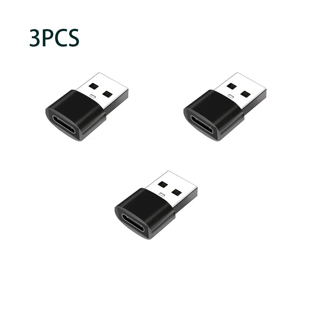 3x USB C to USB Adapter Fast Charging Converter Plug for iPhone Android Phone