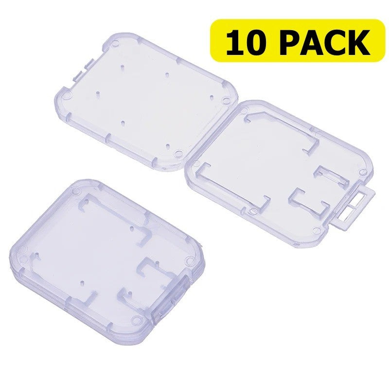10 Pack Clear Micro SD SDHC Card Case Holder Box Hard Plastic Storage