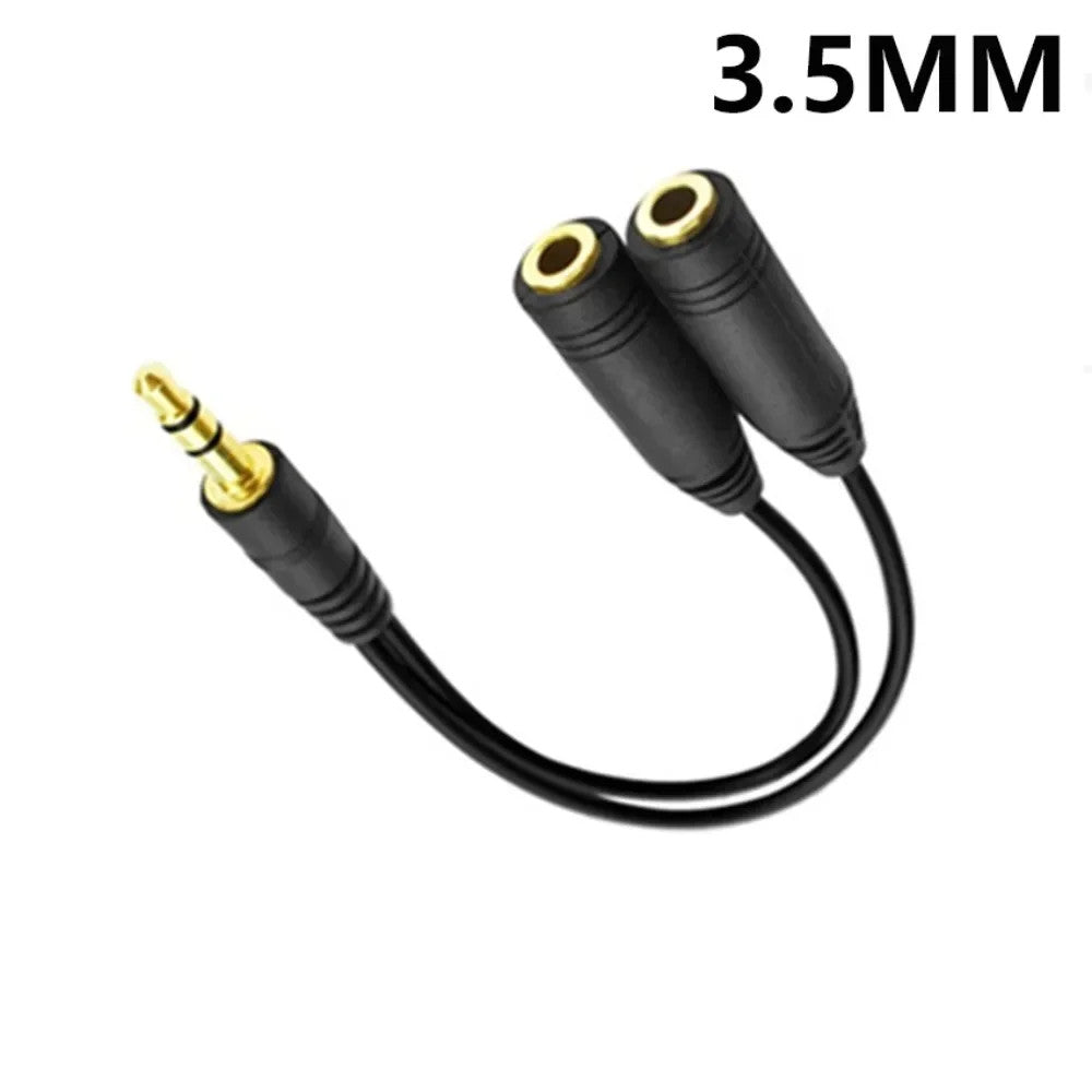Dual Headphone Adapter 3.5mm Y Splitter Audio Cable Male to 2 Female PC Aux Cord