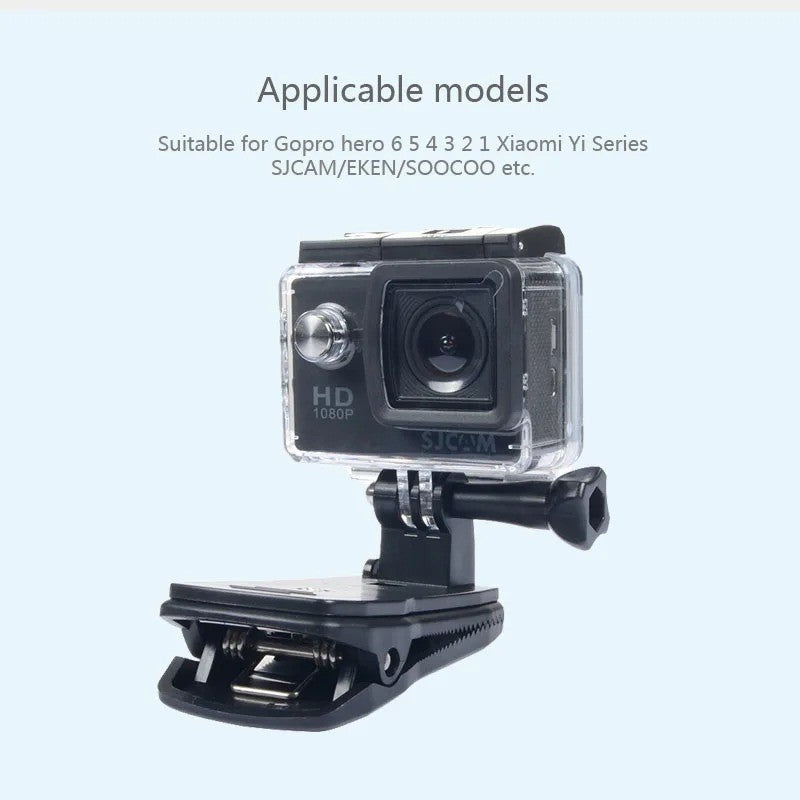 Action Camera 360° Rotation Backpack Hat Clip Clamp Mount For GoPro Hero DJI