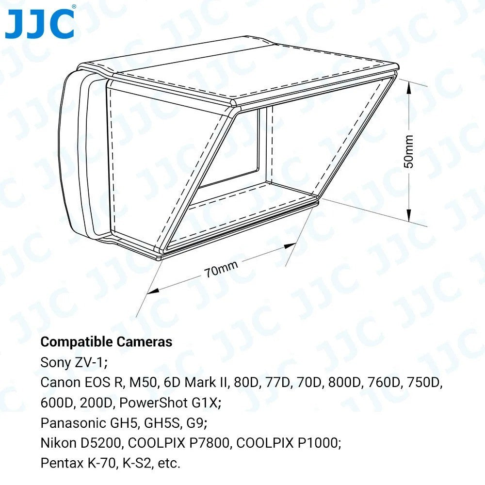 JJC LCD Hood Shade for 3.0" Fold Out Screen Canon Nikon Sony Camera Camcorder