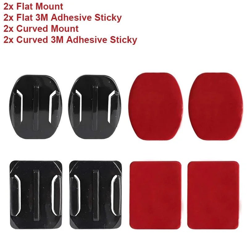 Adhesive Mount Kit Sticky Pads for GoPro Hero 13 12 11 10 9 Flat & Curved Helmet