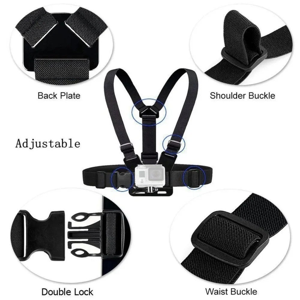 Chest Strap Mount Harness for GoPro Hero 9 10 11 12 13 DJI Action Insta360 SJCAM