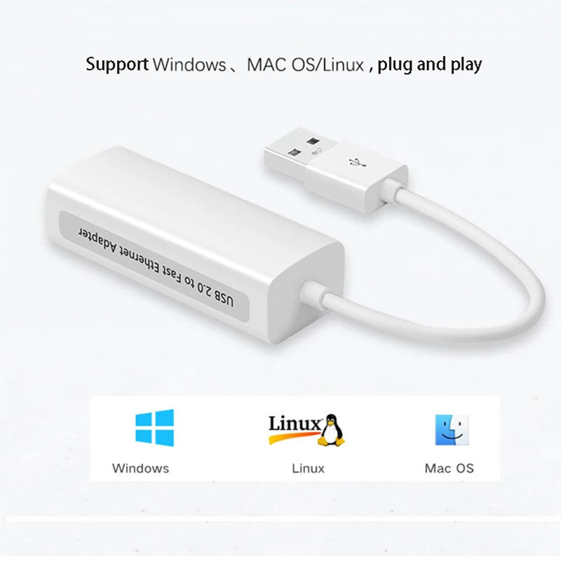 Micro USB to Ethernet Adapter RJ45 LAN 100Mbps Network Cable Cord PC Tablet Hub