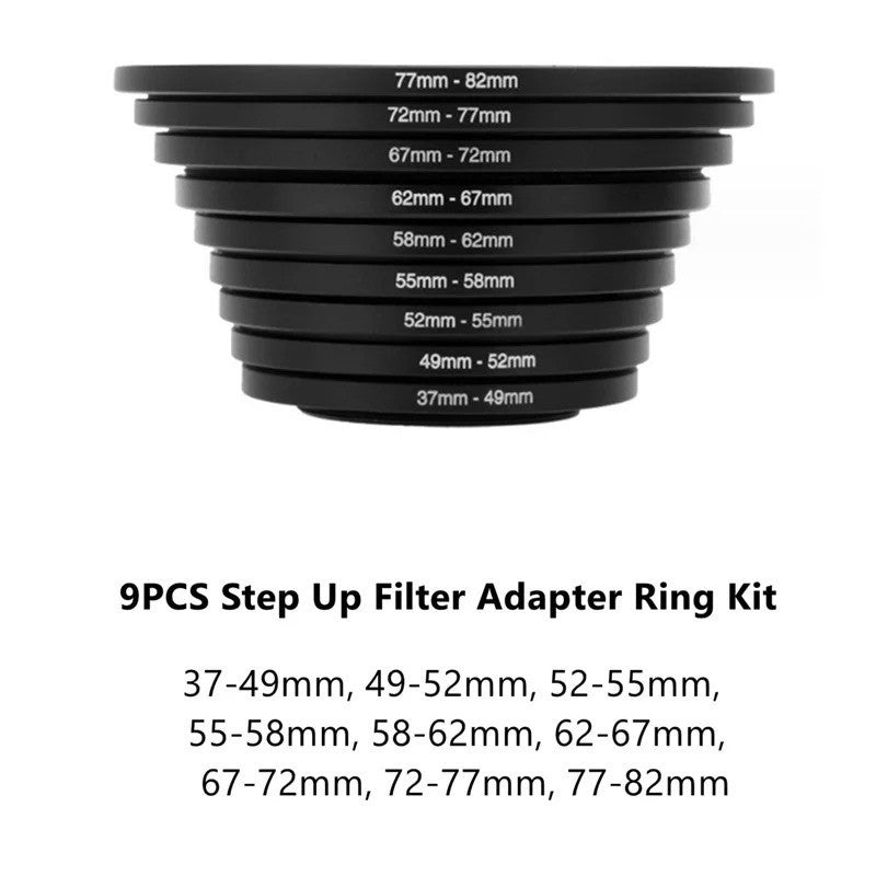 18 Pcs Filter Ring Adapter Set Lens Metal Stepping Rings Step Up Down Lenses