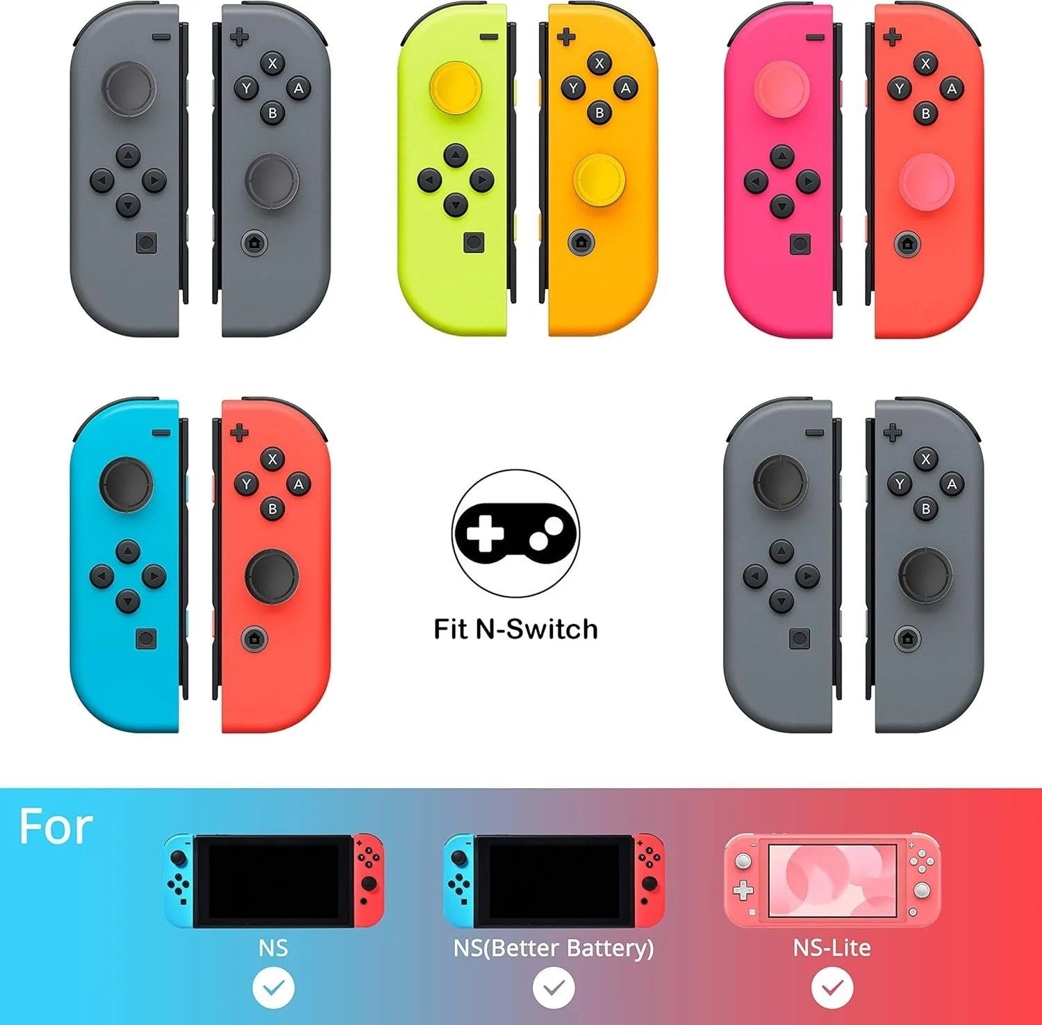 2 Pack Thumb Joy-Con Stick Grip Cap Rubber Cover For Nintendo Switch/Lite/OLED