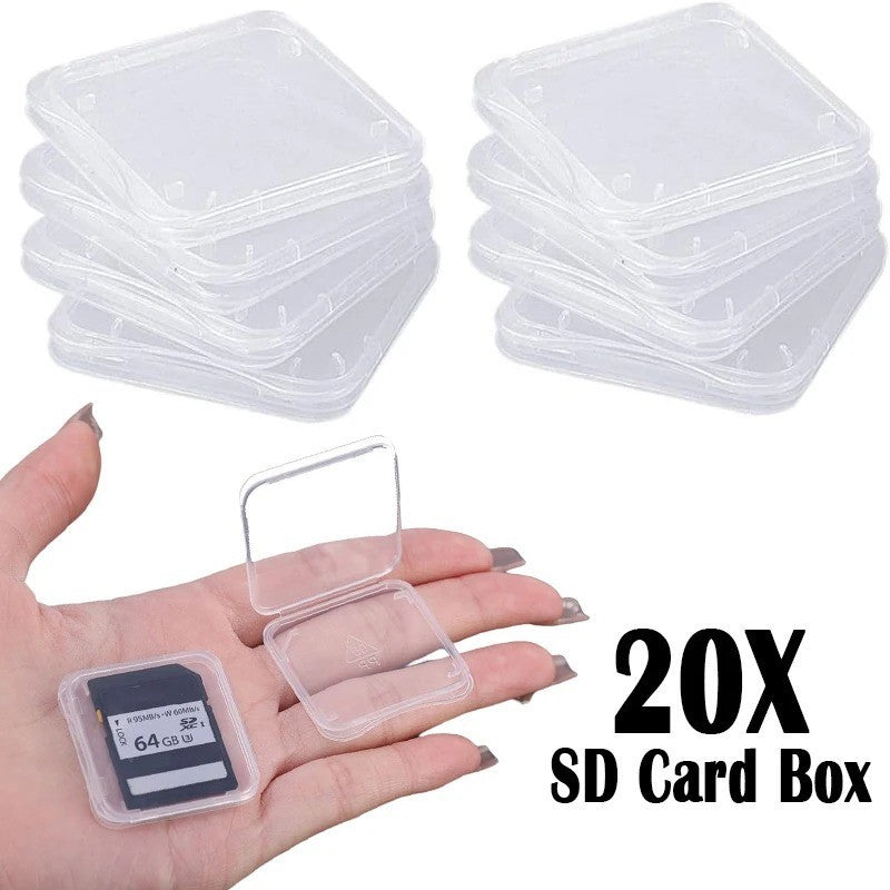 20X SD Card Holder Transparent Plastic Standard SD SDHC Memory Case Storage