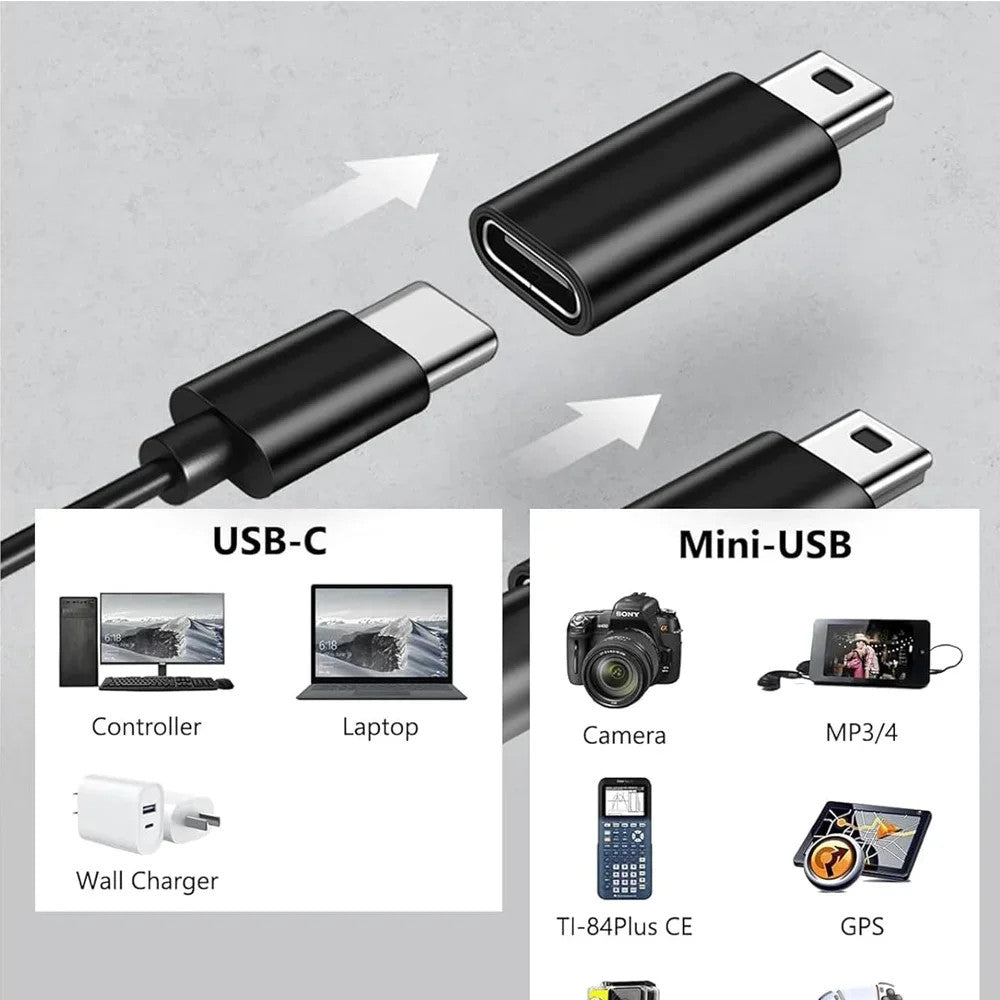 USB-C to Mini USB Adapter Converter Plug for Sony PSP Dash Cam Camera GPS Fast