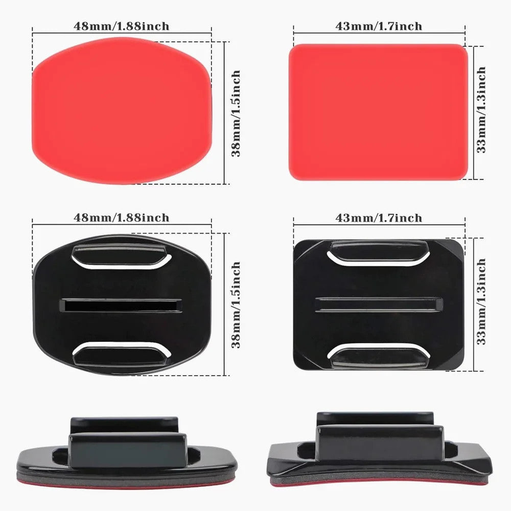 Adhesive Mount Kit Sticky Pads for GoPro Hero 13 12 11 10 9 Flat & Curved Helmet
