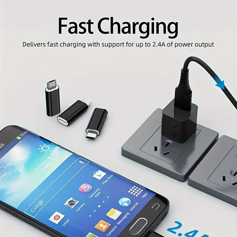 4x USB-C Female to Micro USB Adapter Converter High Speed Fast Data Sync Charge