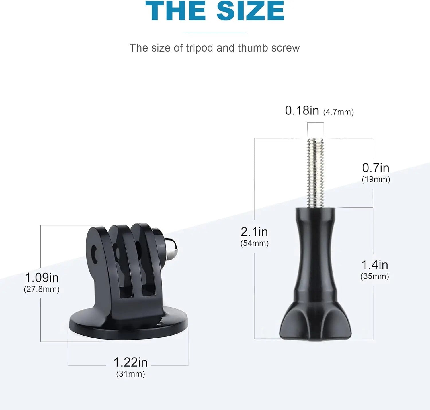 5PCS Tripod Mount Adapter 1/4 Screw Base for GoPro DJI Action Camera Black