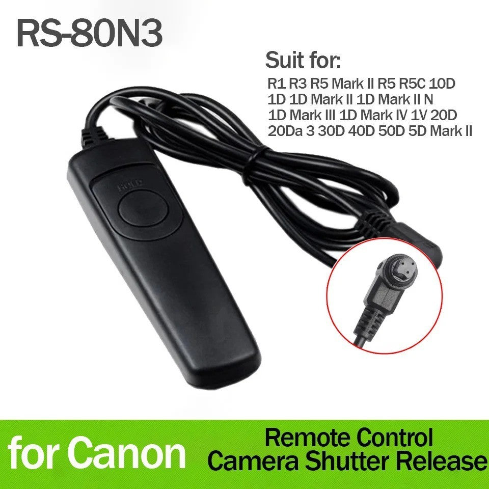 Wired Remote Shutter Release RS-80N3 for Canon R1 R3 R5 Mark II R5c 5D Mark II