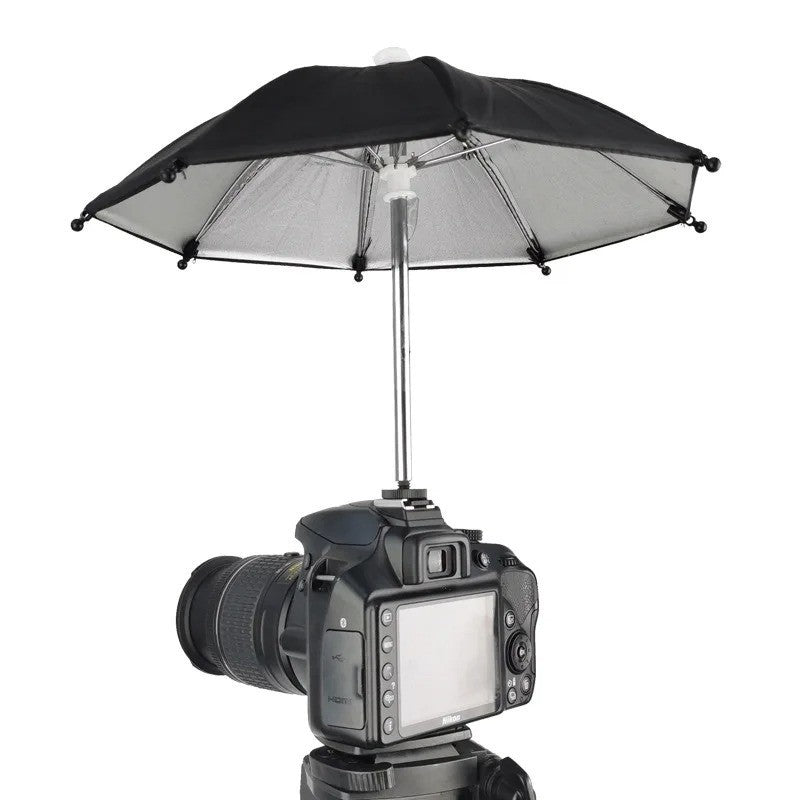 Black Camera Umbrella Sunshade Rain Holder Protector Hot Shoe Interface Black