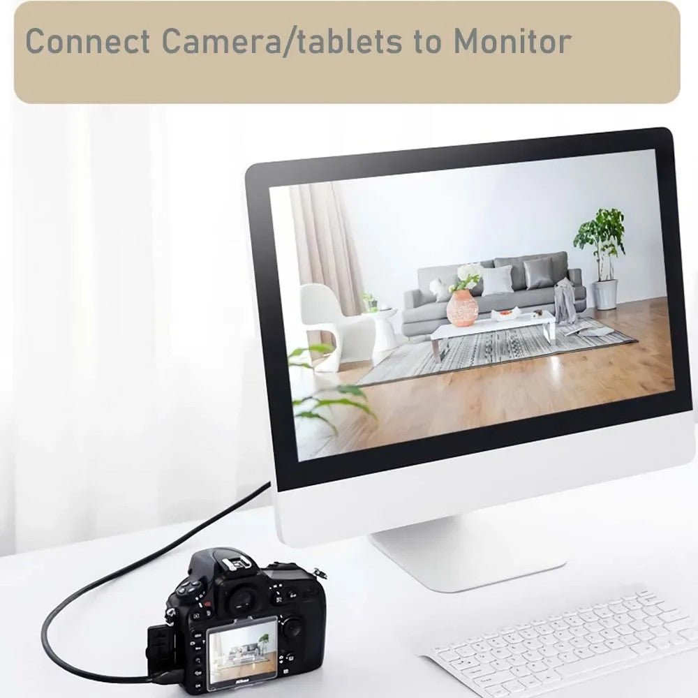 Mini HDMI to HDMI Cable 4K 60Hz Short Video Cord for Canon Sony Nikon Monitor