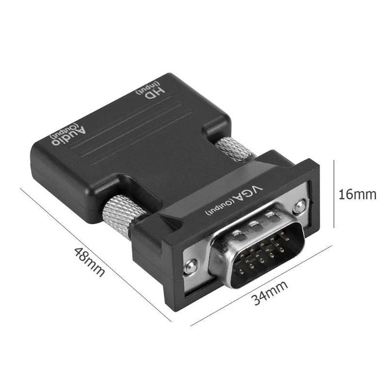 HDMI Female to VGA Male Video Adapter Converter Cable with Audio for PC TV Box