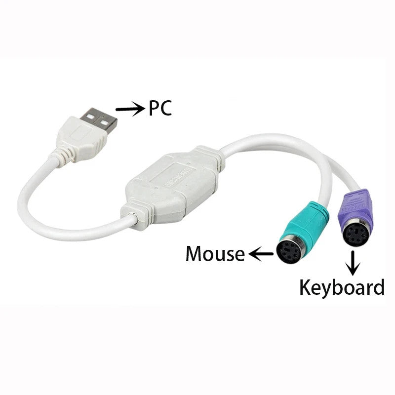 USB to Dual PS/2 Female Splitter Cable Adapter Converter for Keyboard Mouse PC