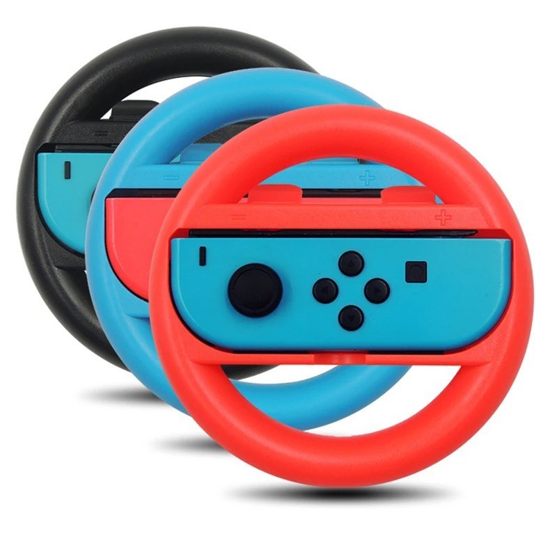 Steering Wheel for Nintendo Switch Mario Kart Red Blue JoyCon Controller 2-Pack