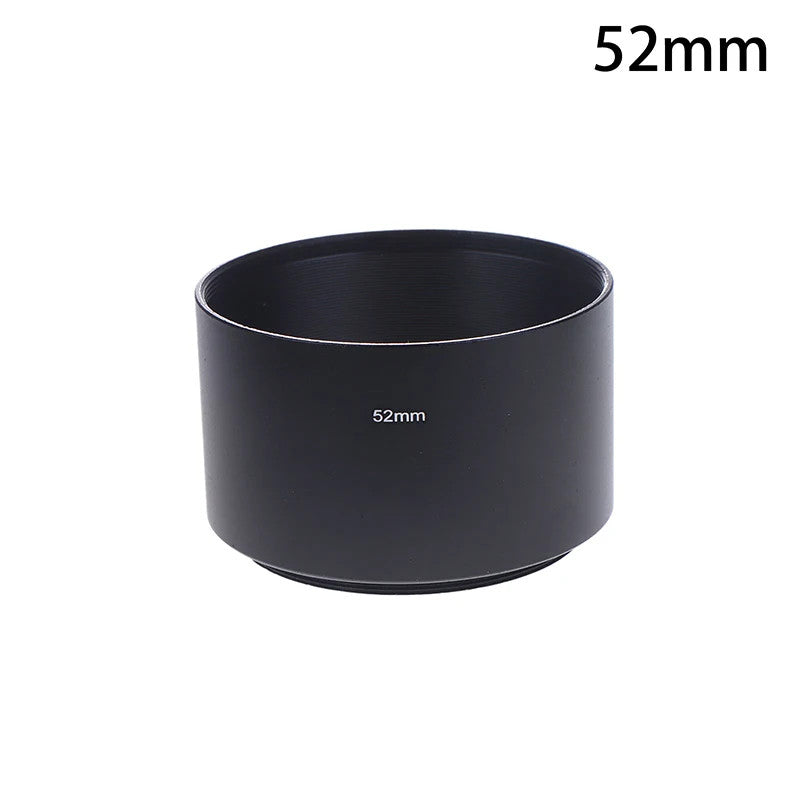 Universal Long Metal Lens Hood 40.5-77mm Camera Sunshade Screw-In Black Shade