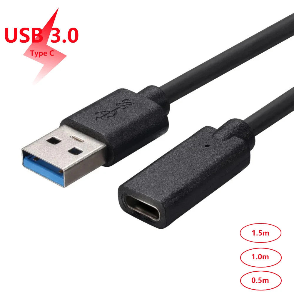 USB 3.0 Male to USB C Female Cable Adapter Fast Data Extension Cord Hub OTG Sync