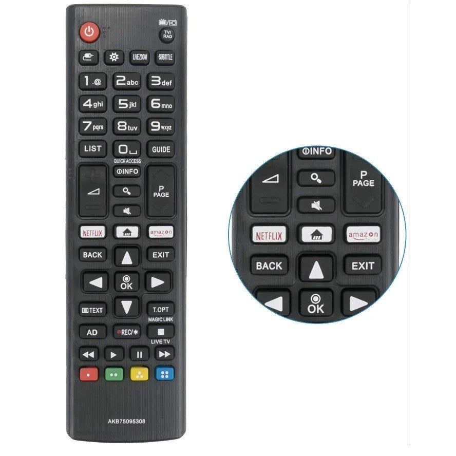 TV Remote for All LG TVs RC Netflix Amazon Buttons No Programming AKB75095308