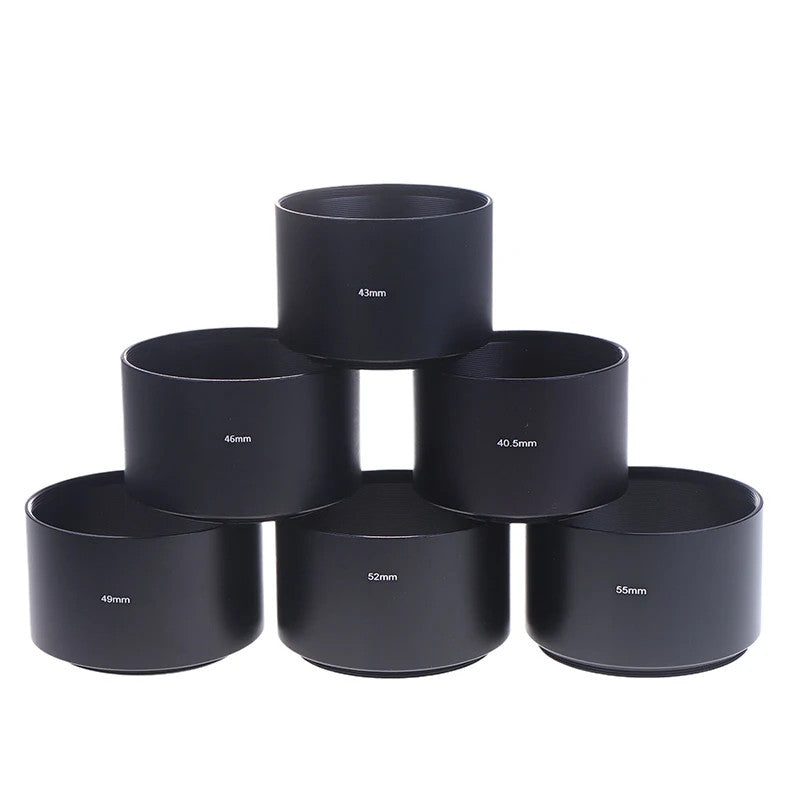 Universal Long Metal Lens Hood 40.5-77mm Camera Sunshade Screw-In Black Shade