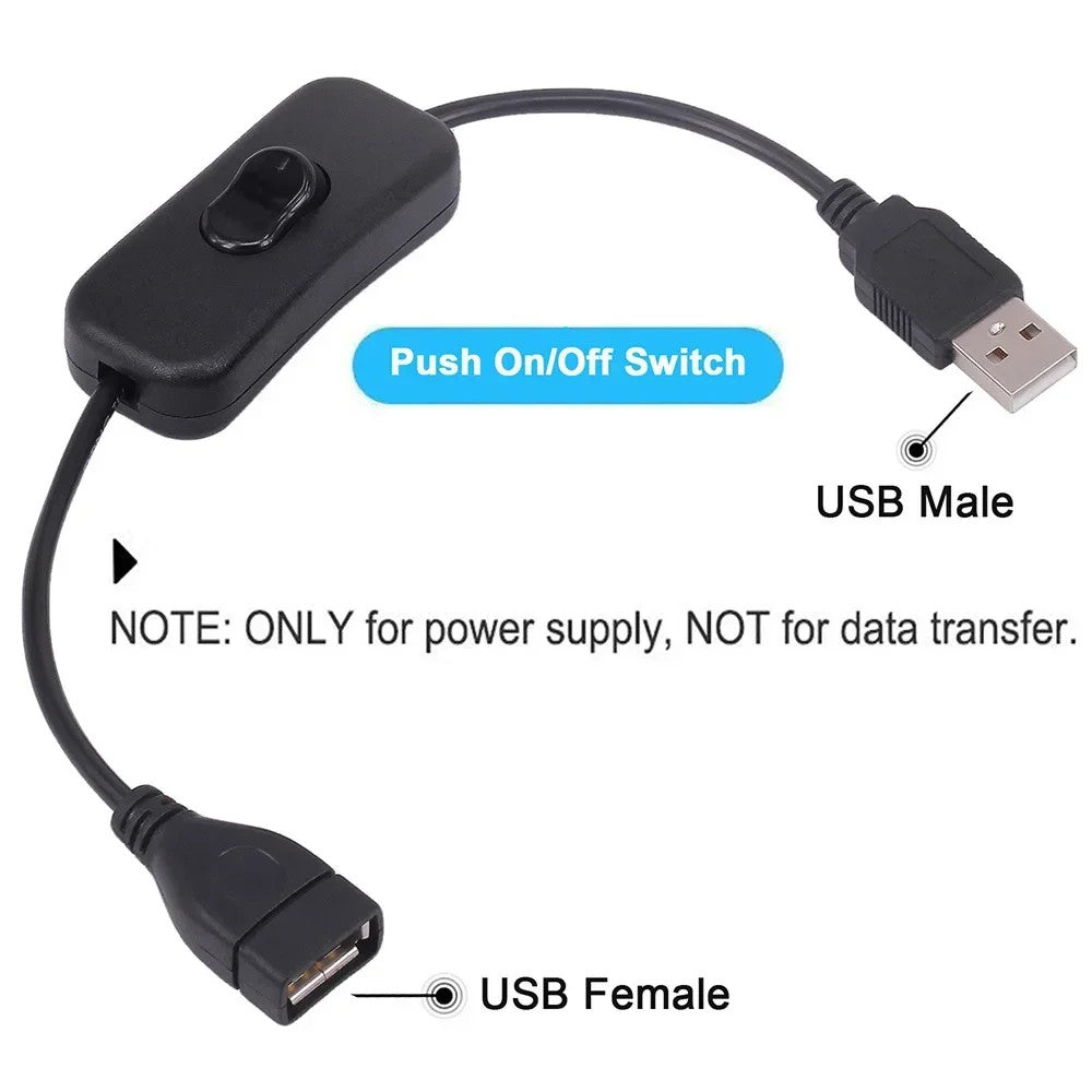 USB DC Male to Female Extension Cable with On Off Switch Toggle Cord LED Lamp