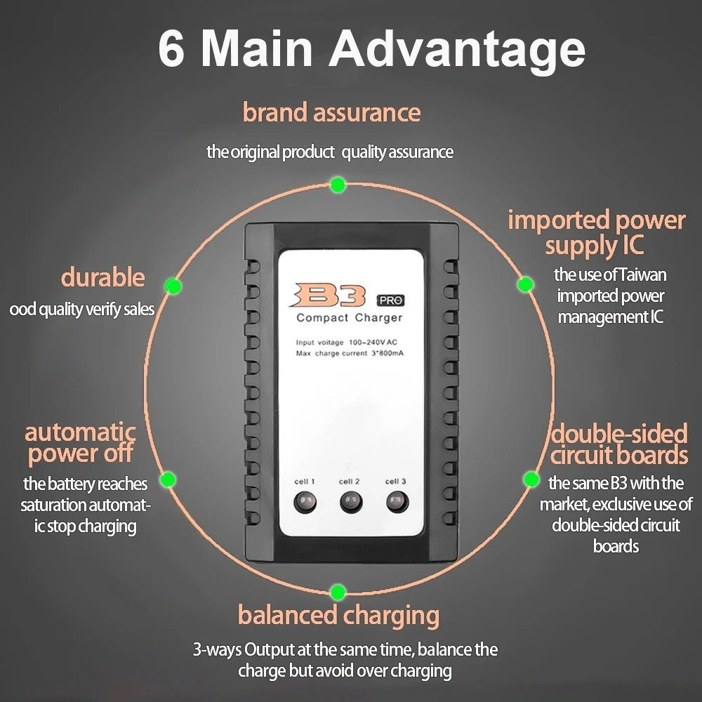 1/2 PCS B3 Battery Charger For LIPO 2s 3s 7.4v 11.1v Lithium Polymer Battery