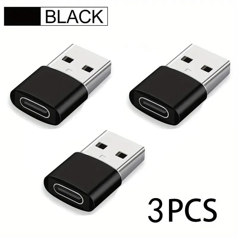 3x USB C to USB Adapter Fast Charging Converter Plug for iPhone Android Phone